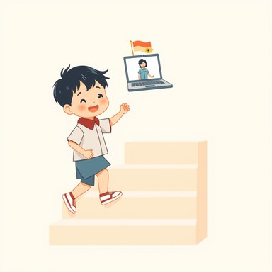 ステップを進む子どものイラスト