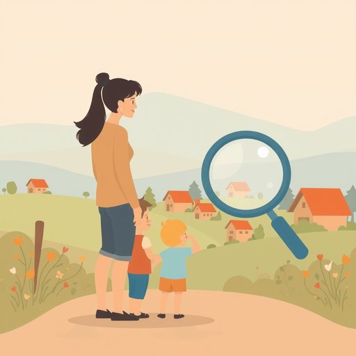 家庭教師を探す親子のイラスト