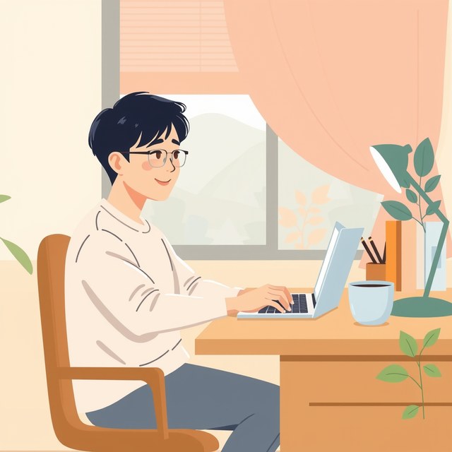 自宅からオンラインで教える先生のイラスト