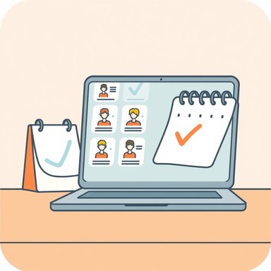 先生のプロフィールとカレンダーで予約するイラスト